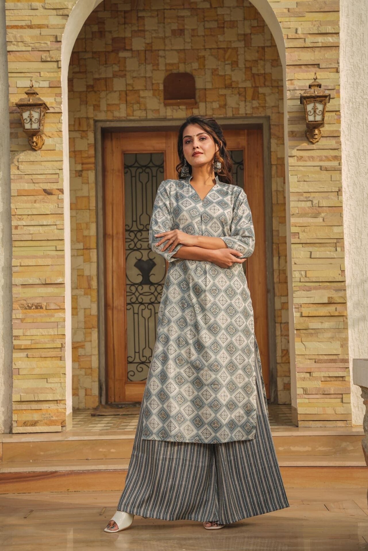 HARBOR GREY KURTA-PALAZZO SET