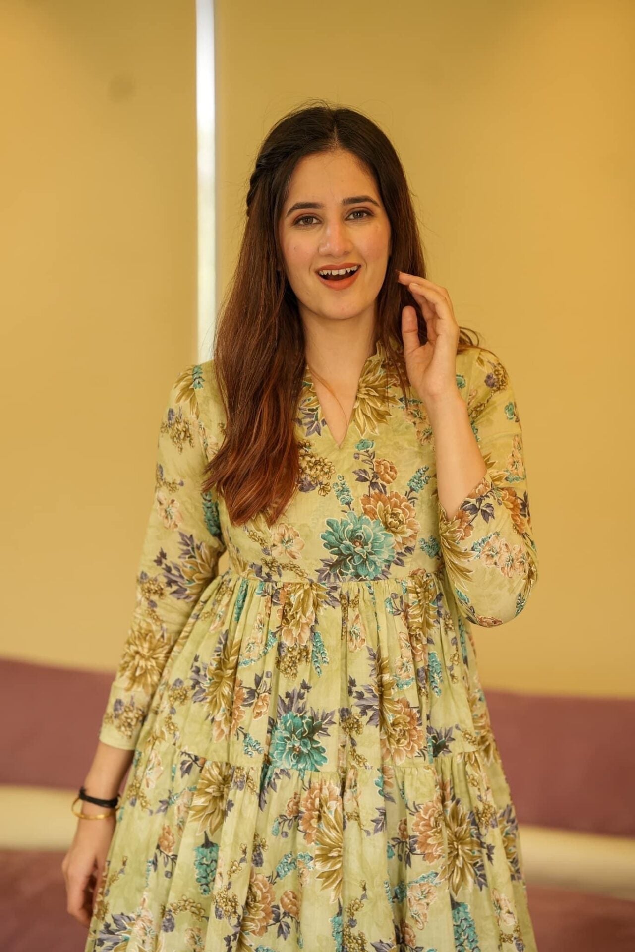 mulmul green floral dress