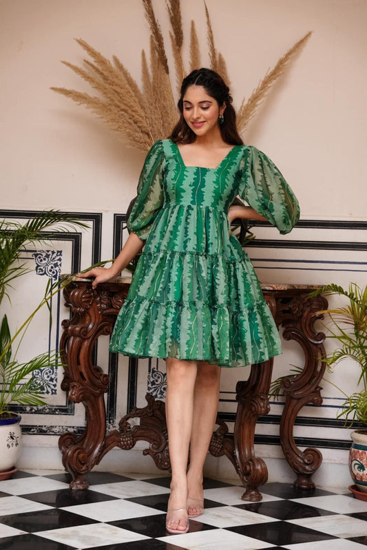 MIDORI GREEN ORGANZA DRESS