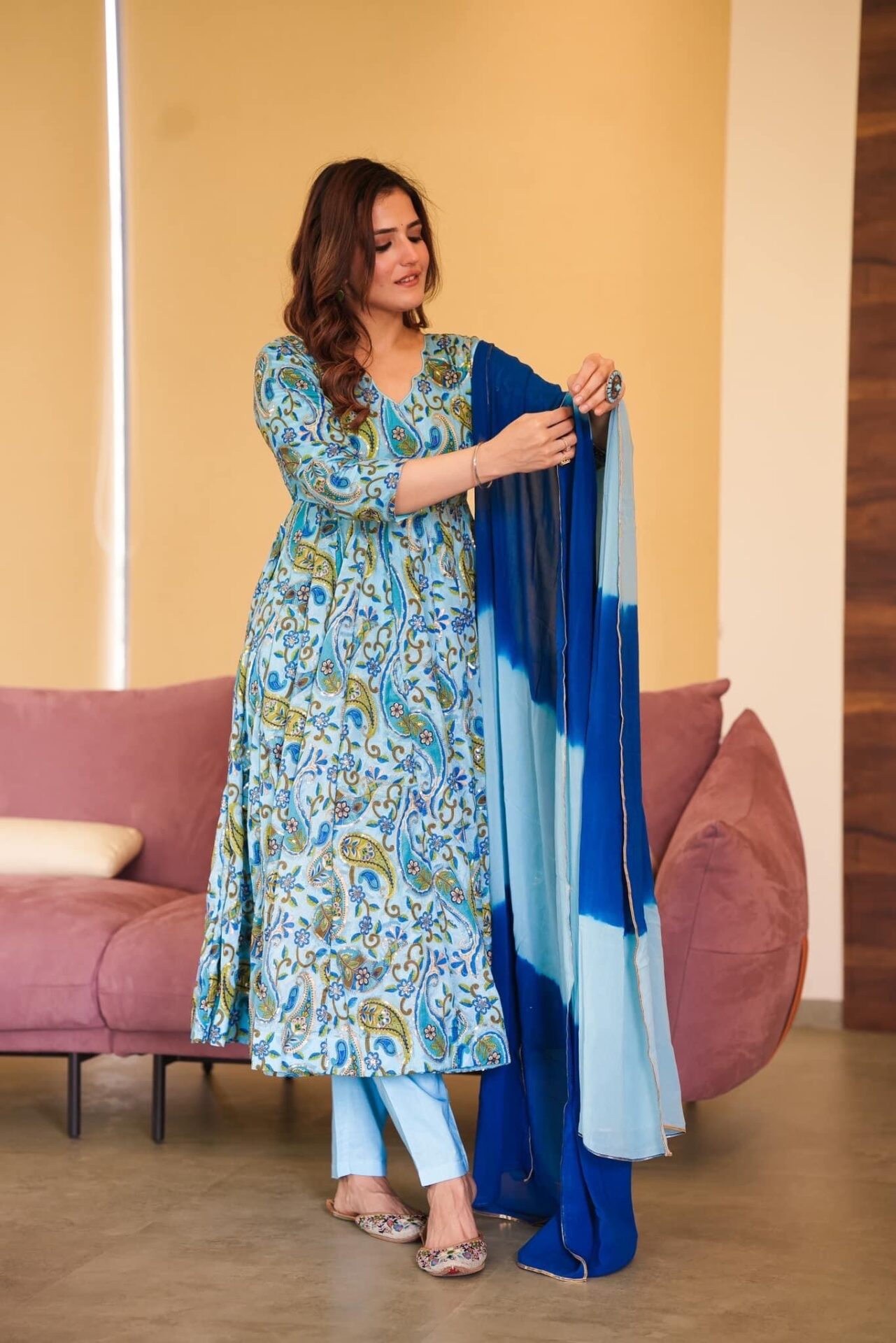 Raabta blue embroidered suit set