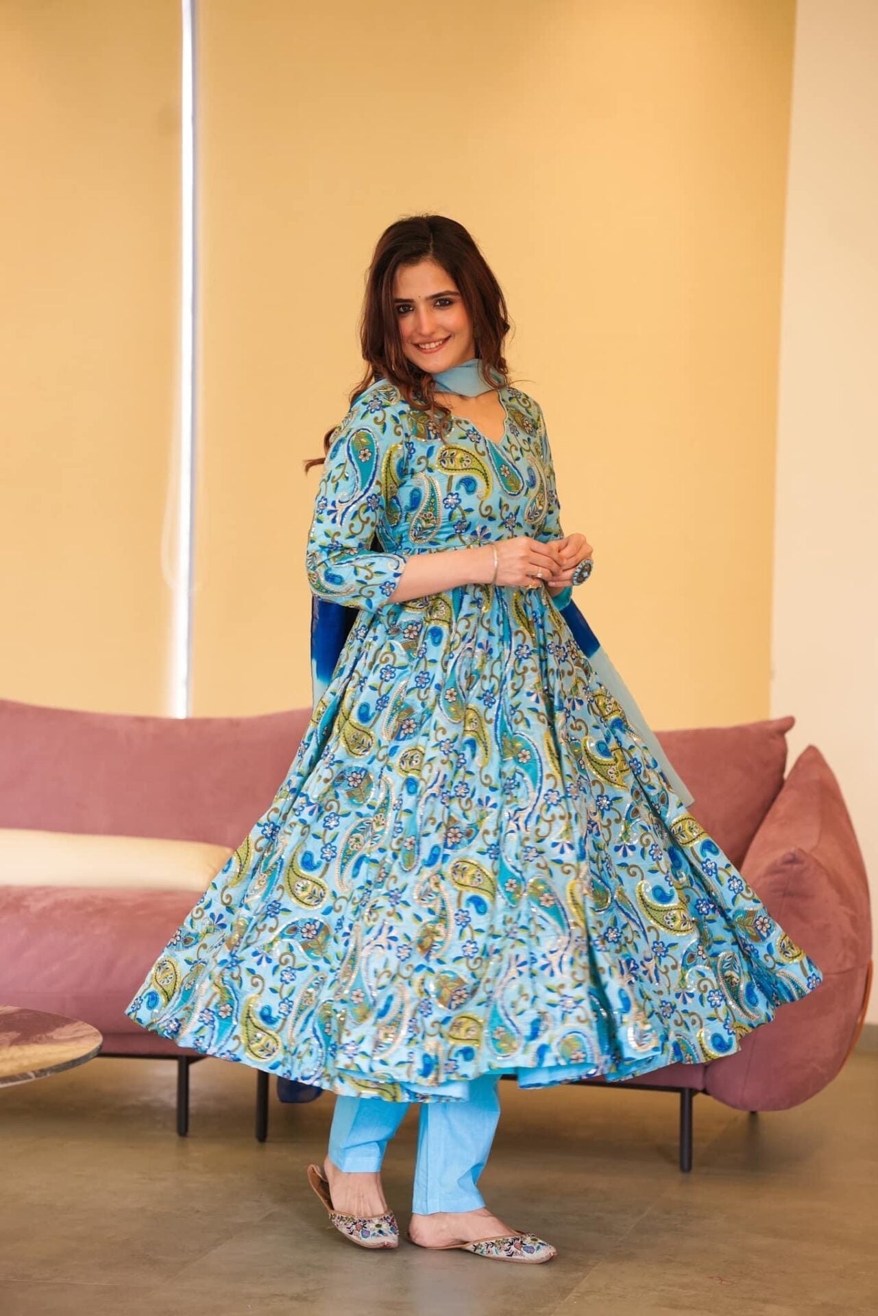 Raabta blue embroidered suit set