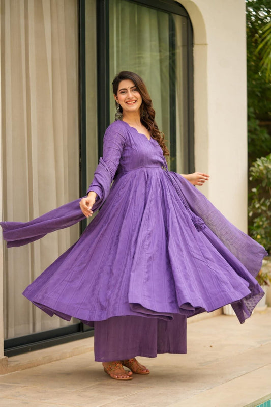 Sheeja purple suit set