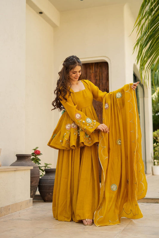 Jassica mustard sharara set