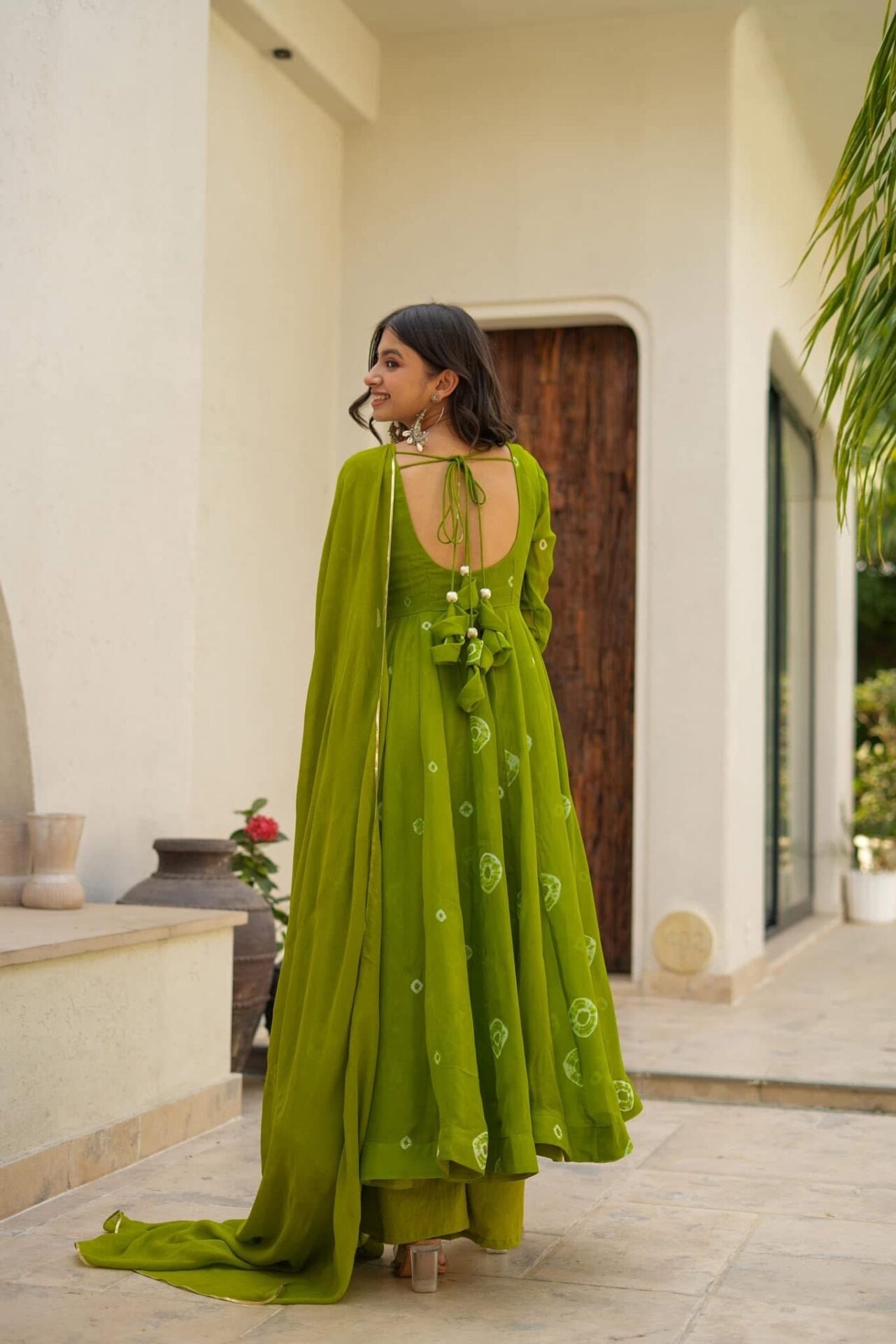 Aashi green organza suit