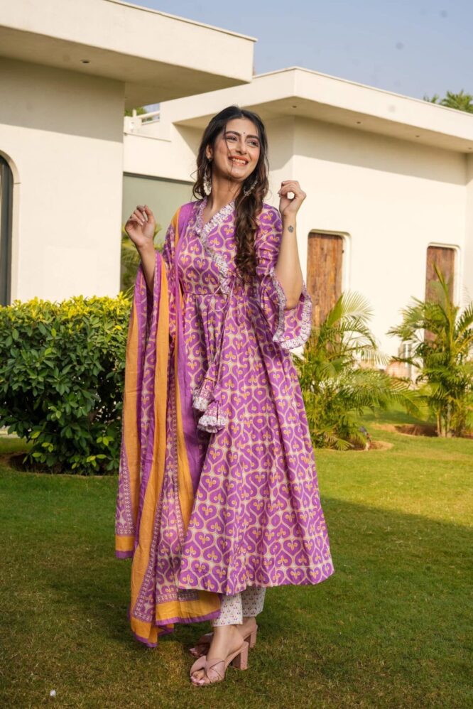 Zoya cotton angrakha suit set