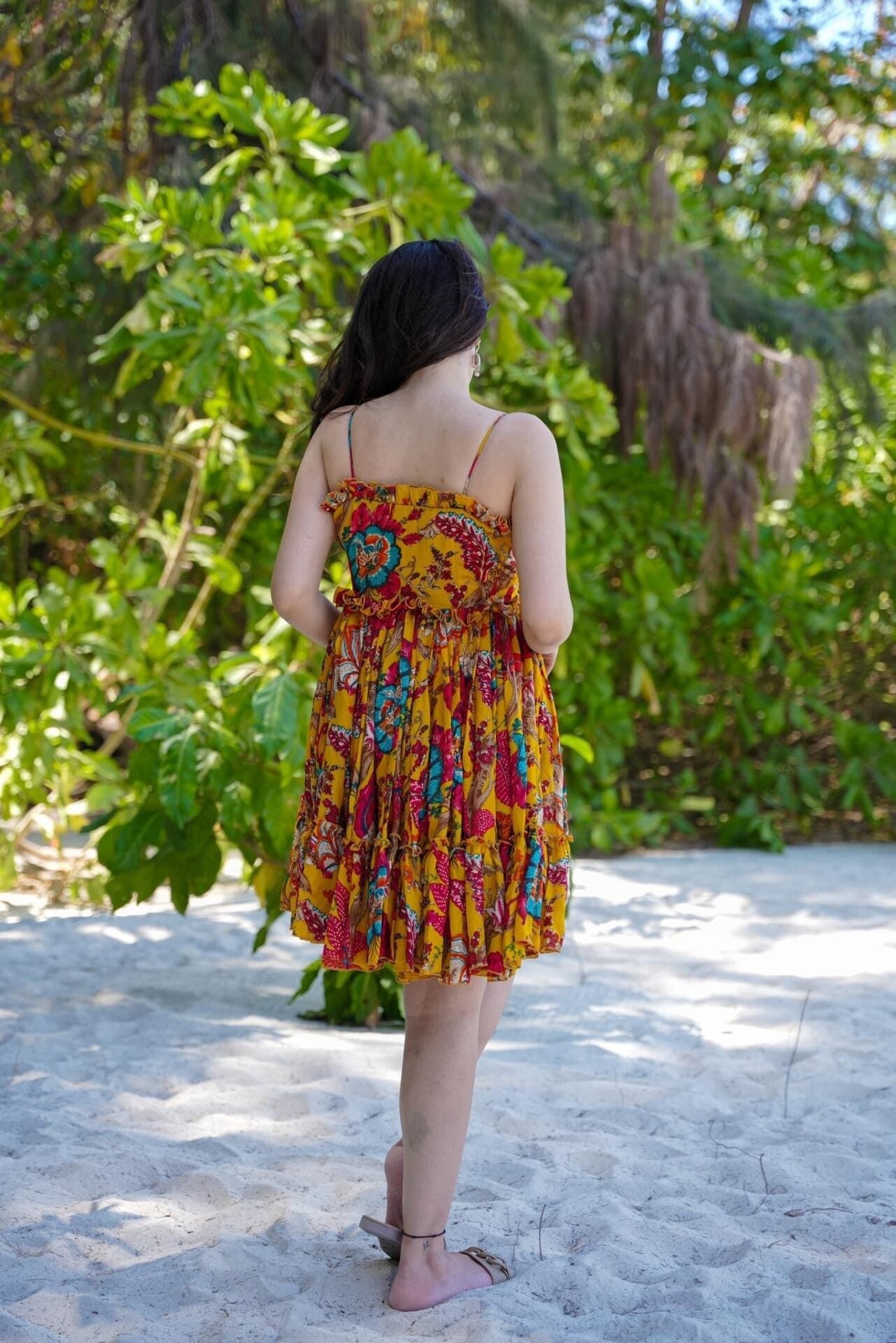 Canary Cascade Mini Dress