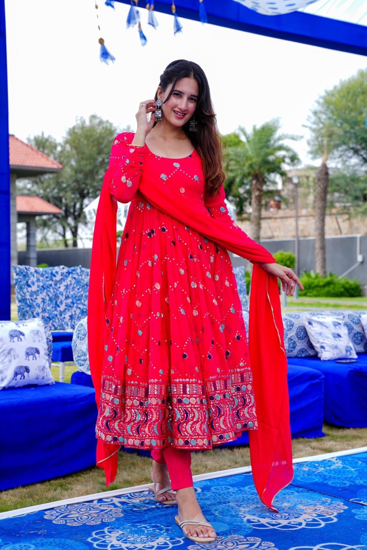 Cinnabar embroidered suit set