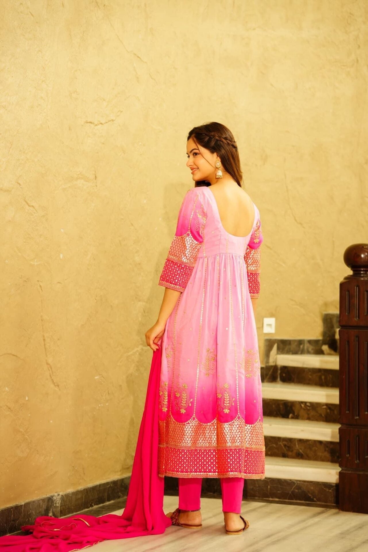 paradise pink silk nyra suit