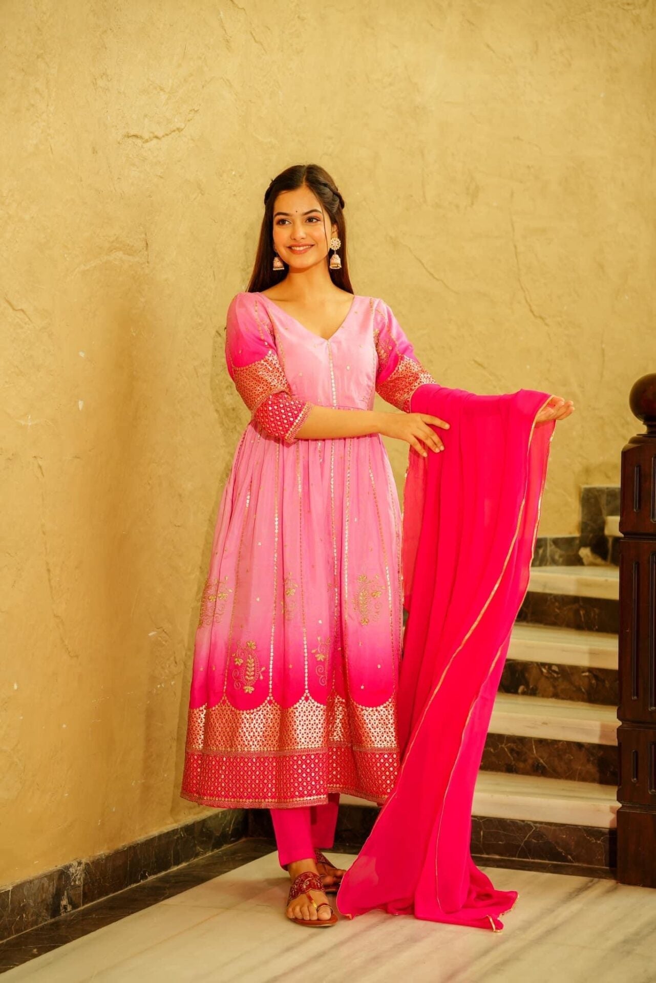 paradise pink silk nyra suit