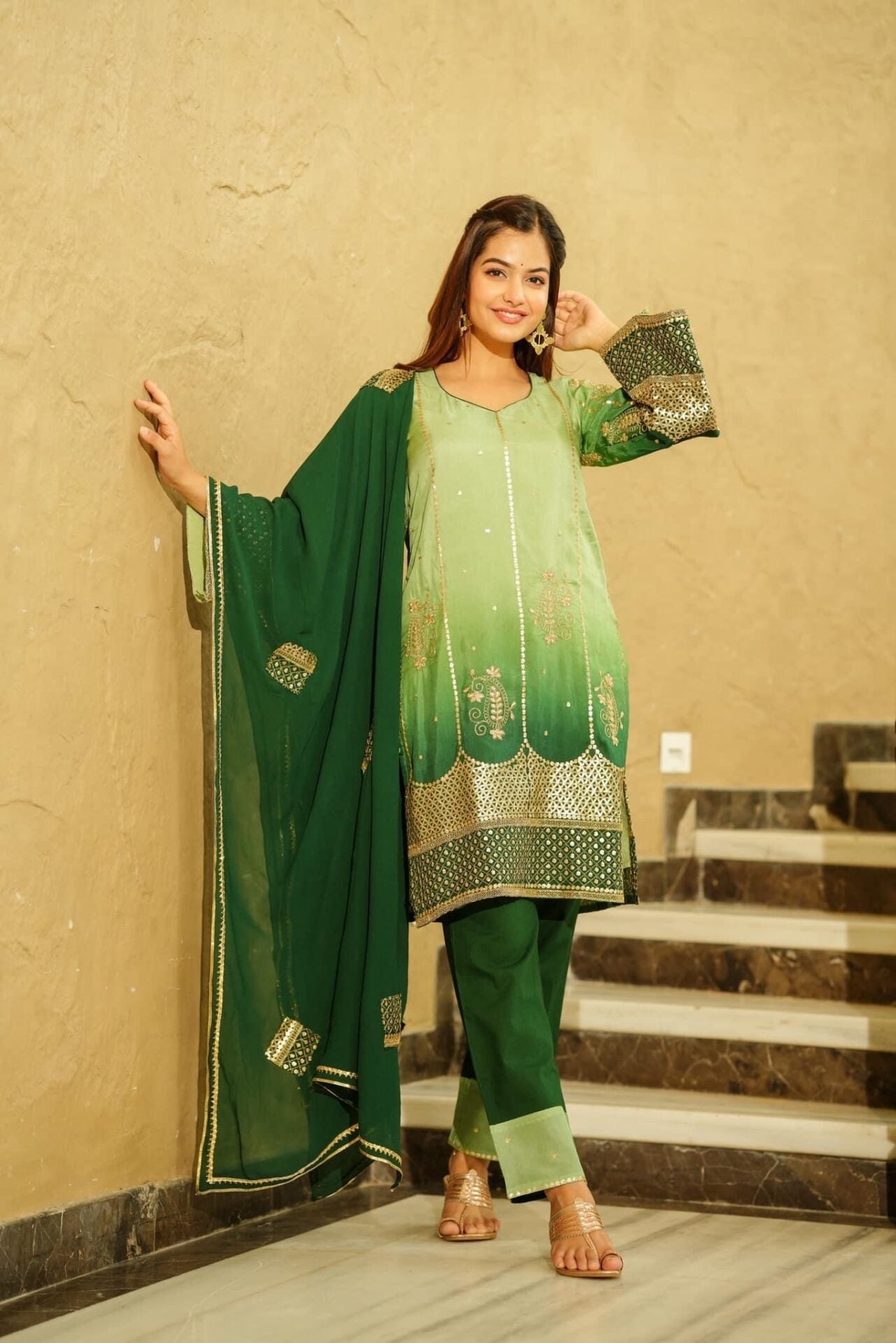 Green Paradise Short kurta set