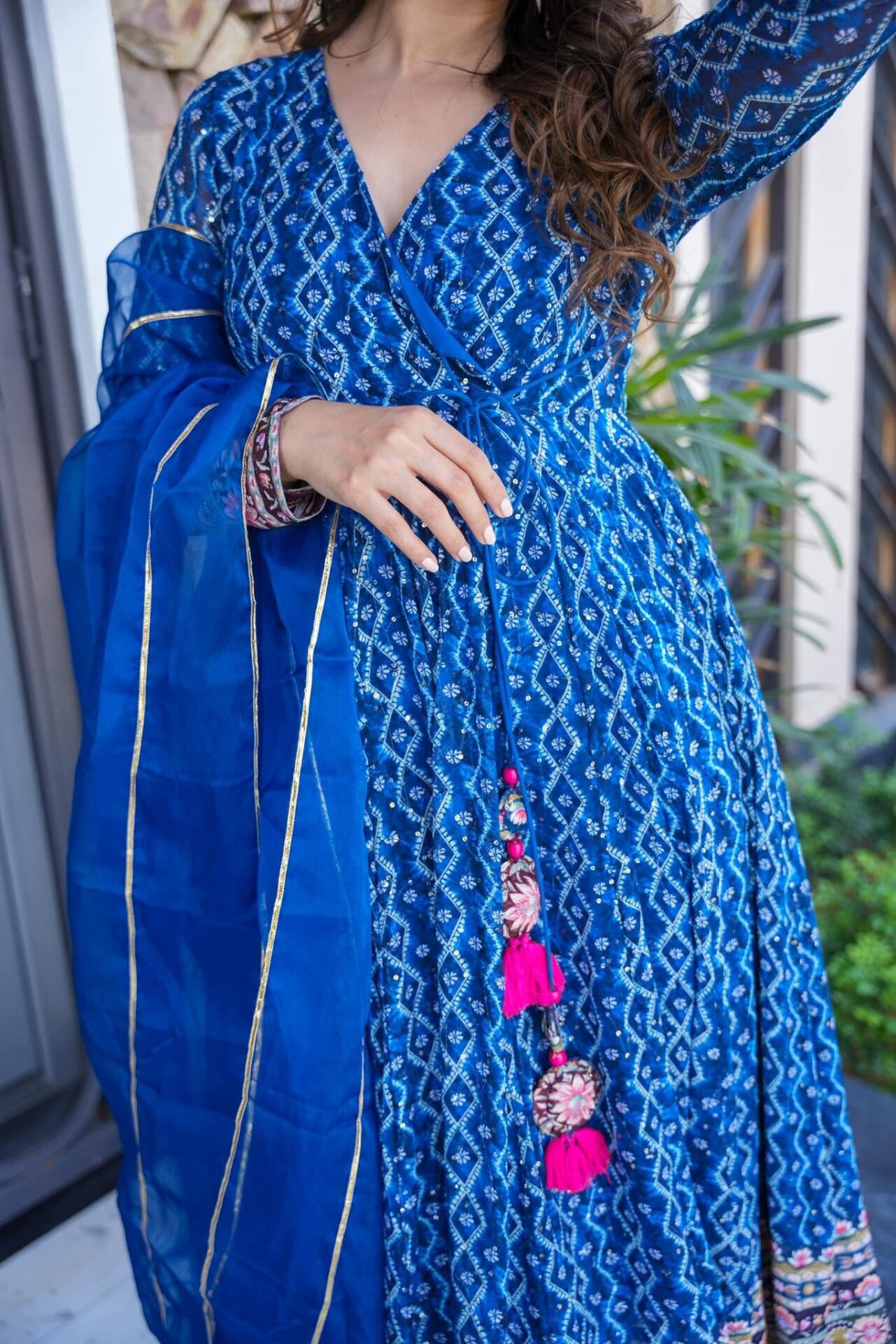 jasmine blue embroidered georgette suit set