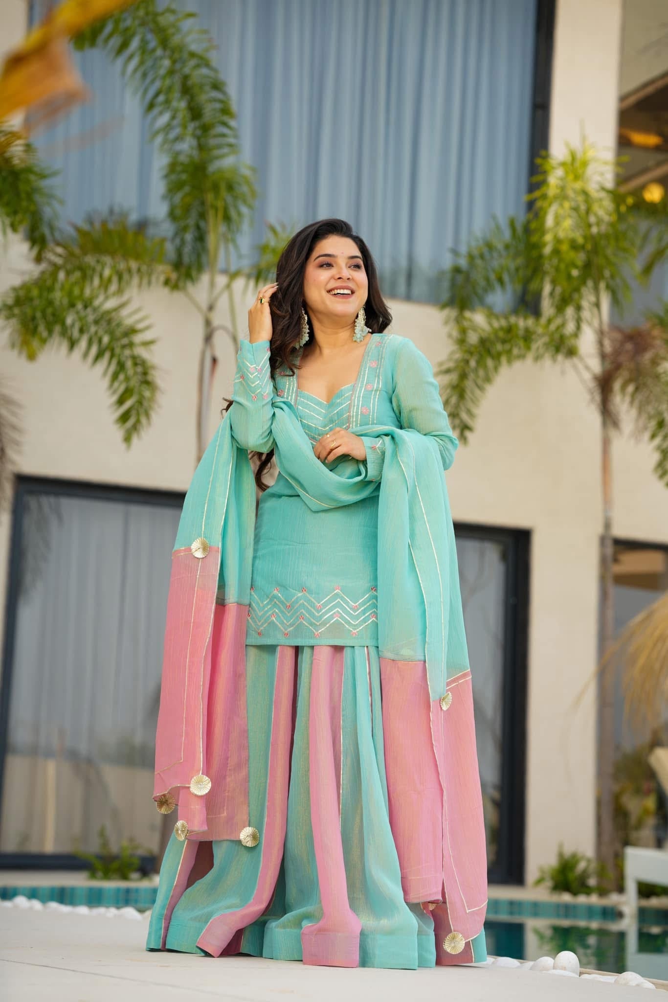 Cloudy Marshmallow cosmos kurta palazzo set