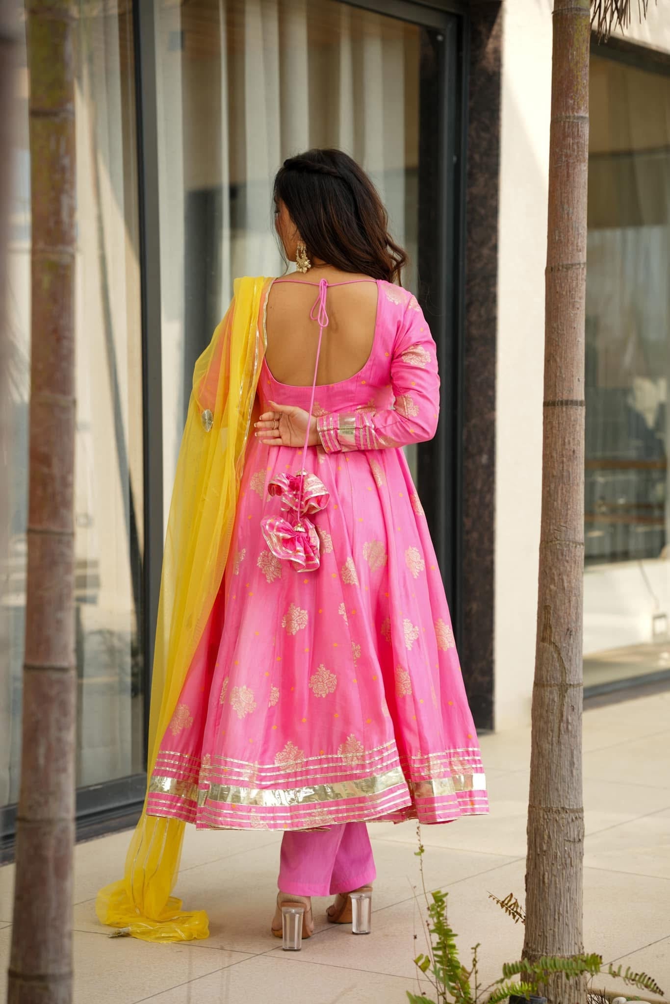 Midnight pink silk suit set