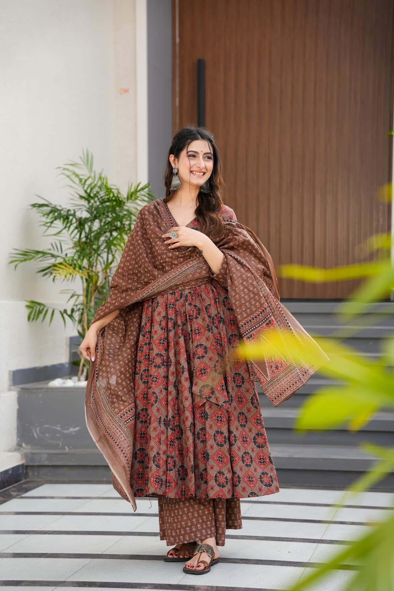 Sneha cotton angrakha suit set