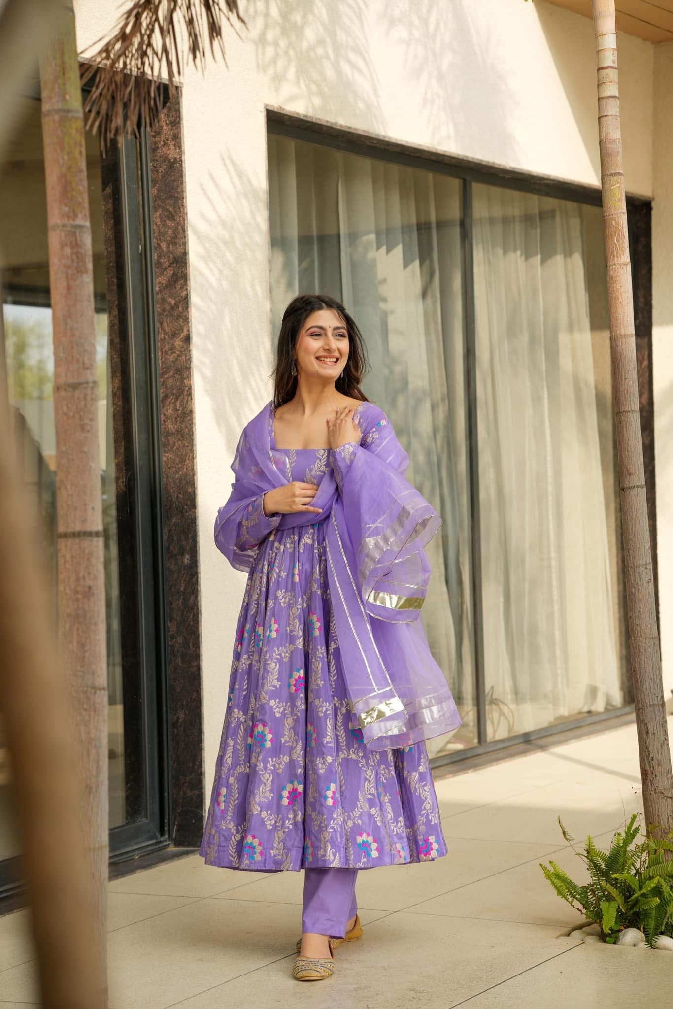 Violet crown silk suit set