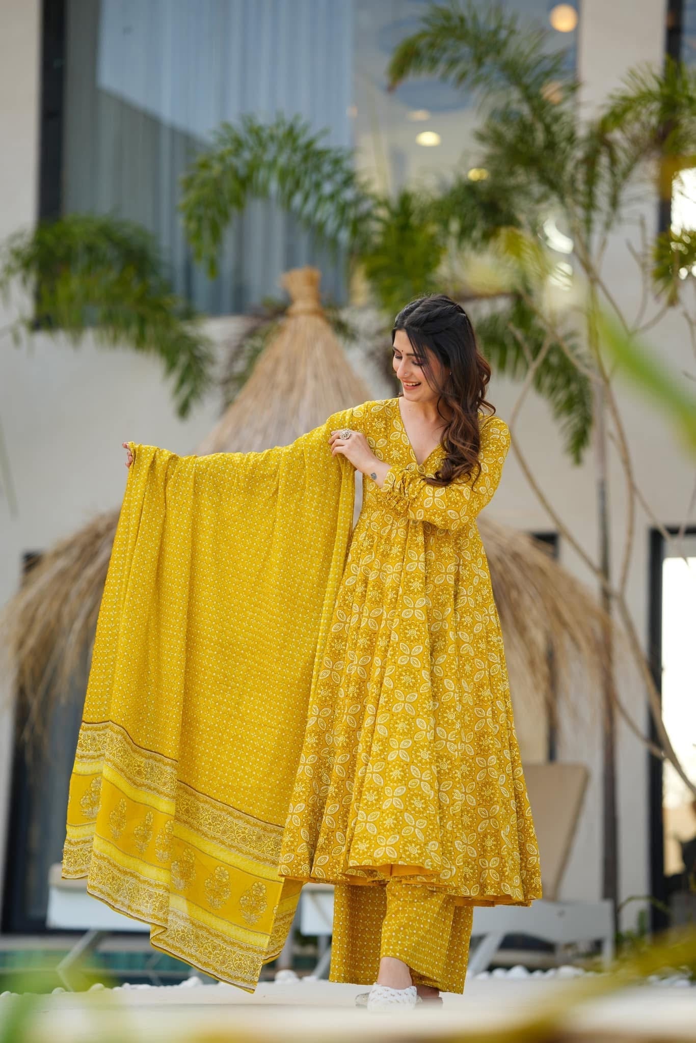 Vastra yellow cotton suit set