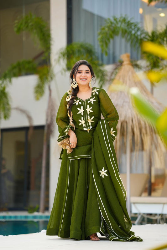 Emerald green kurta palazzo set