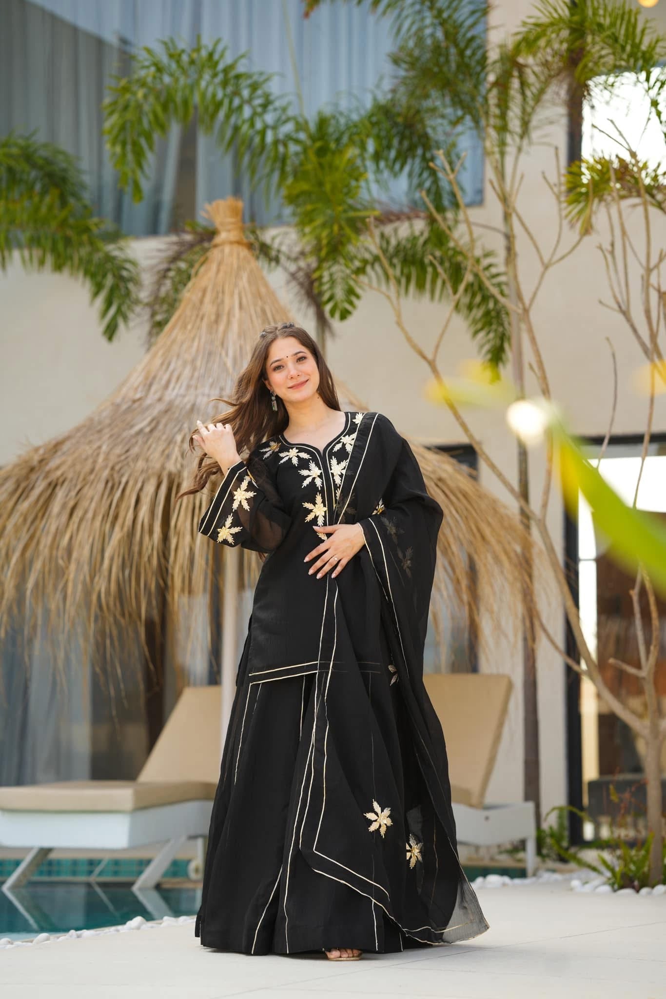 Heavenly Black kurta palazzo set