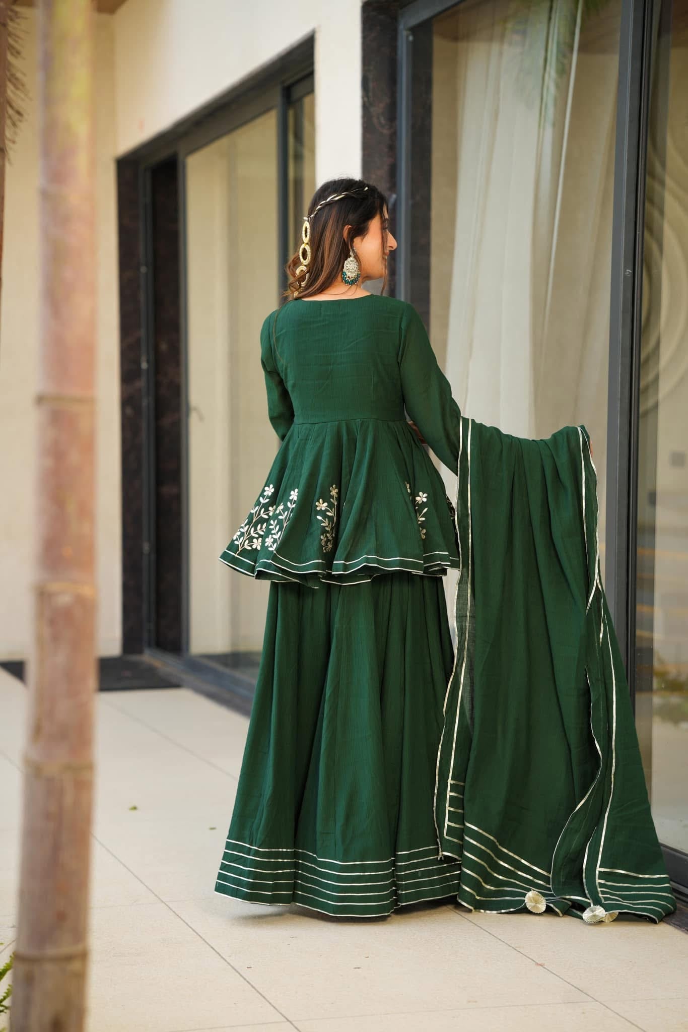 Bottle Green cosmos sharara set