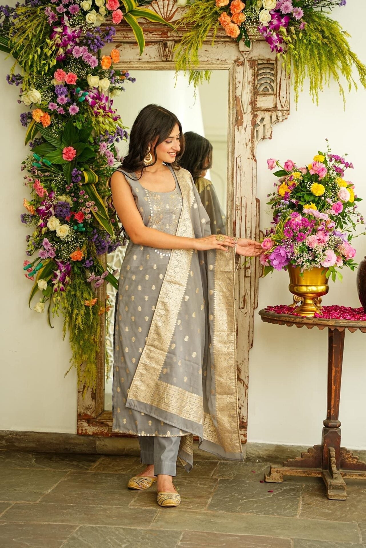 Harper grey chanderi set