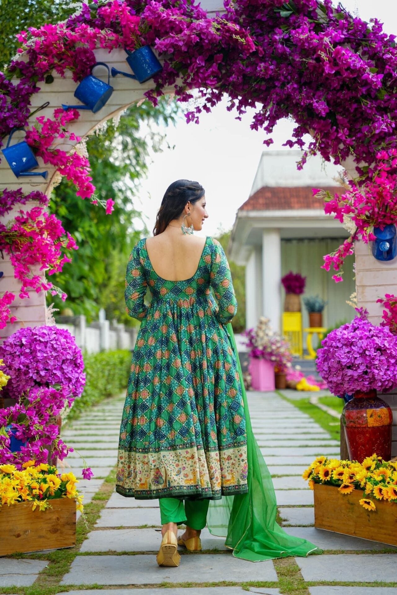 Avantika green angrakha suit set