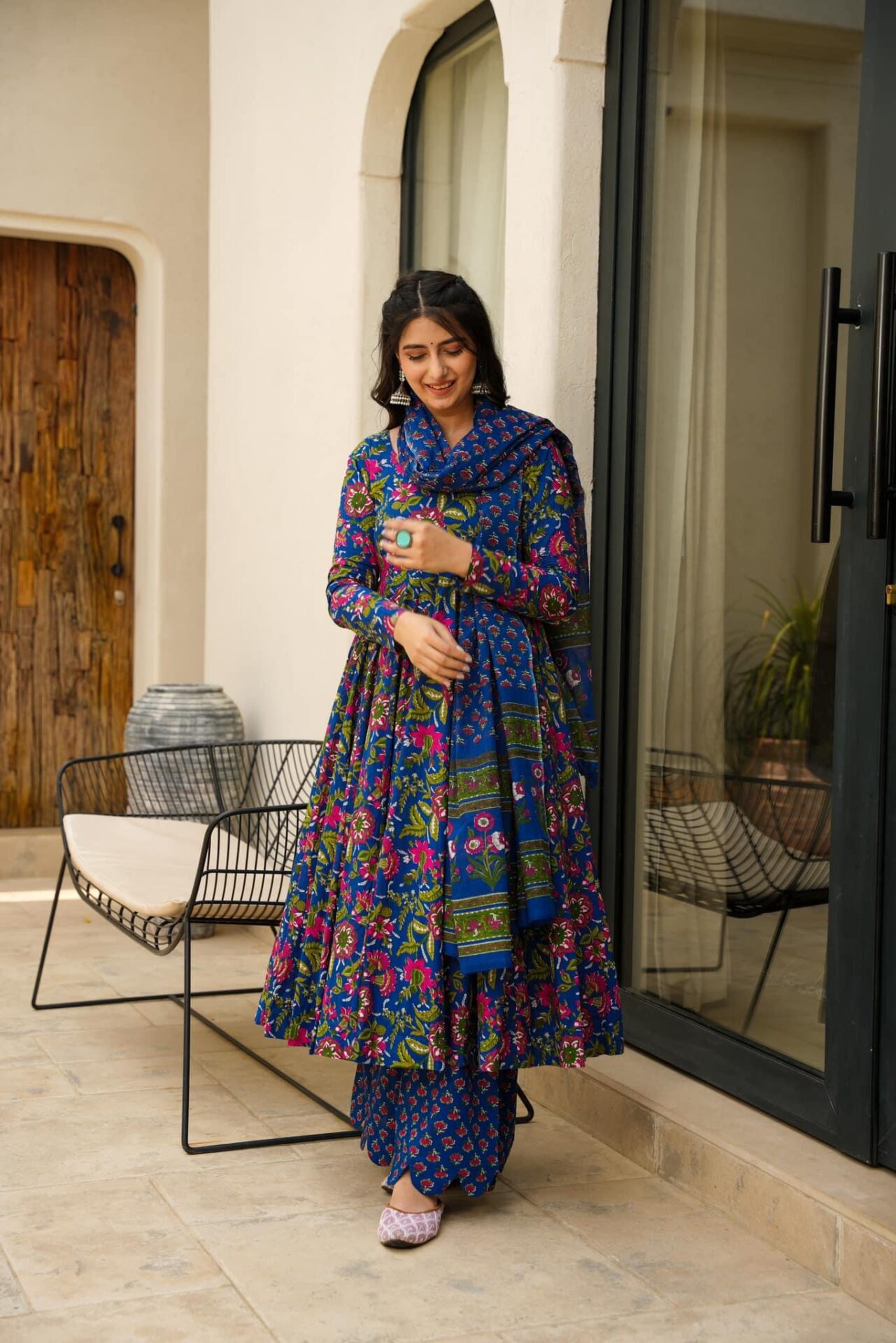 Damini blue cotton suit set