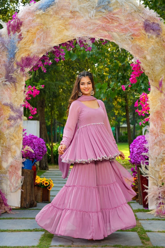 Lavender light georgette sharara set