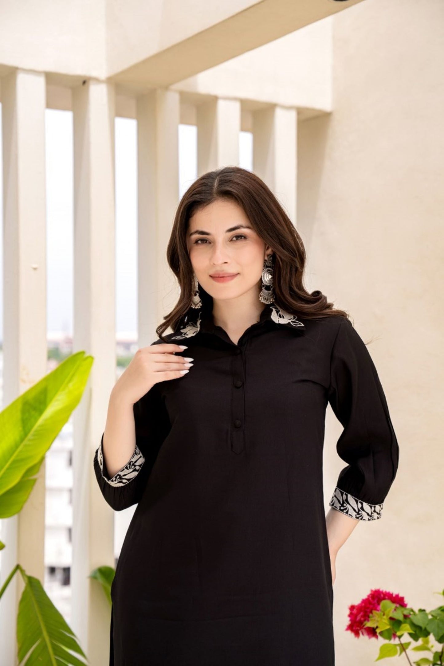 CONFIDENT BLACK EMBROIDERED KURTA CORD SET