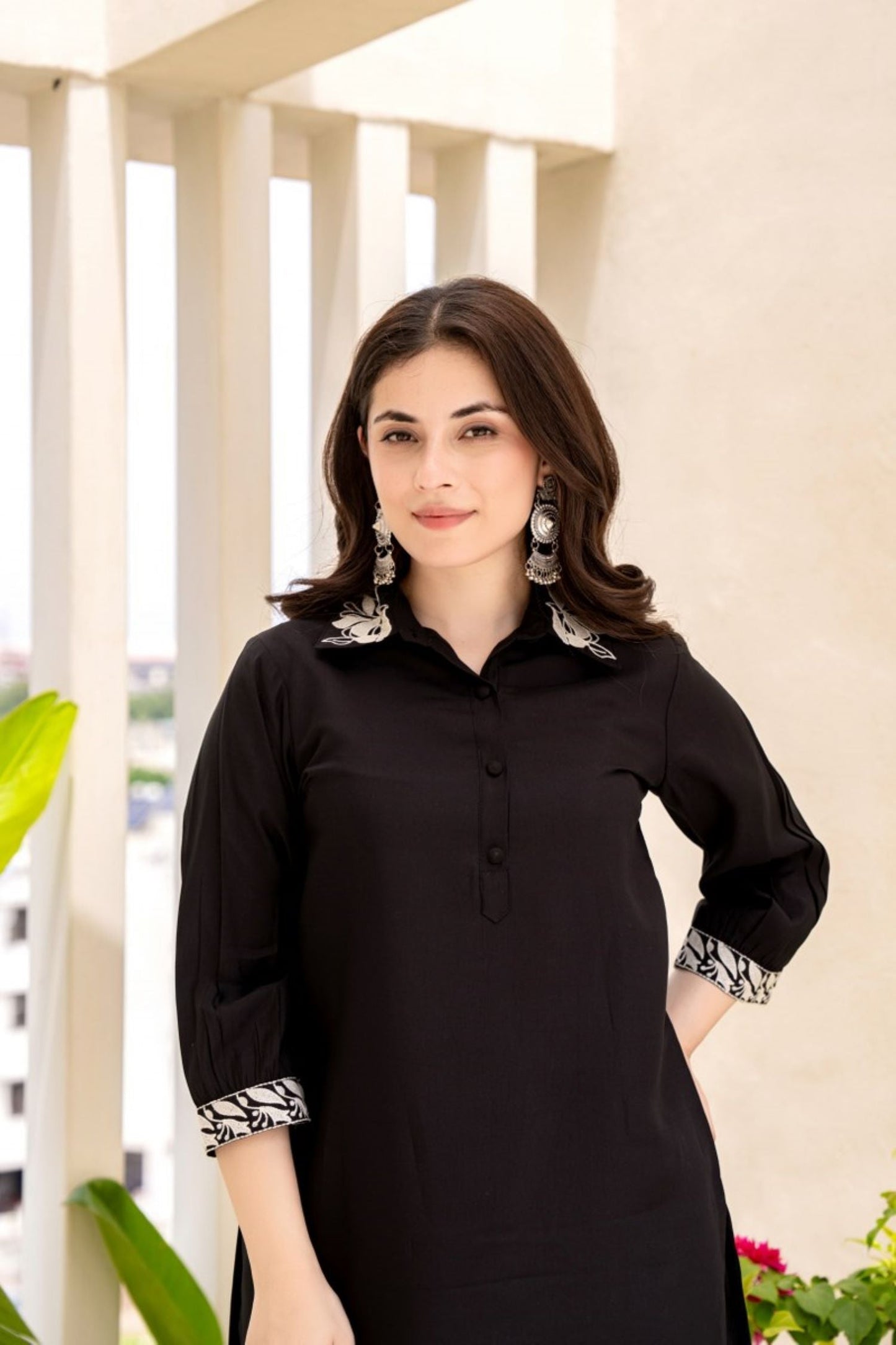 CONFIDENT BLACK EMBROIDERED KURTA CORD SET