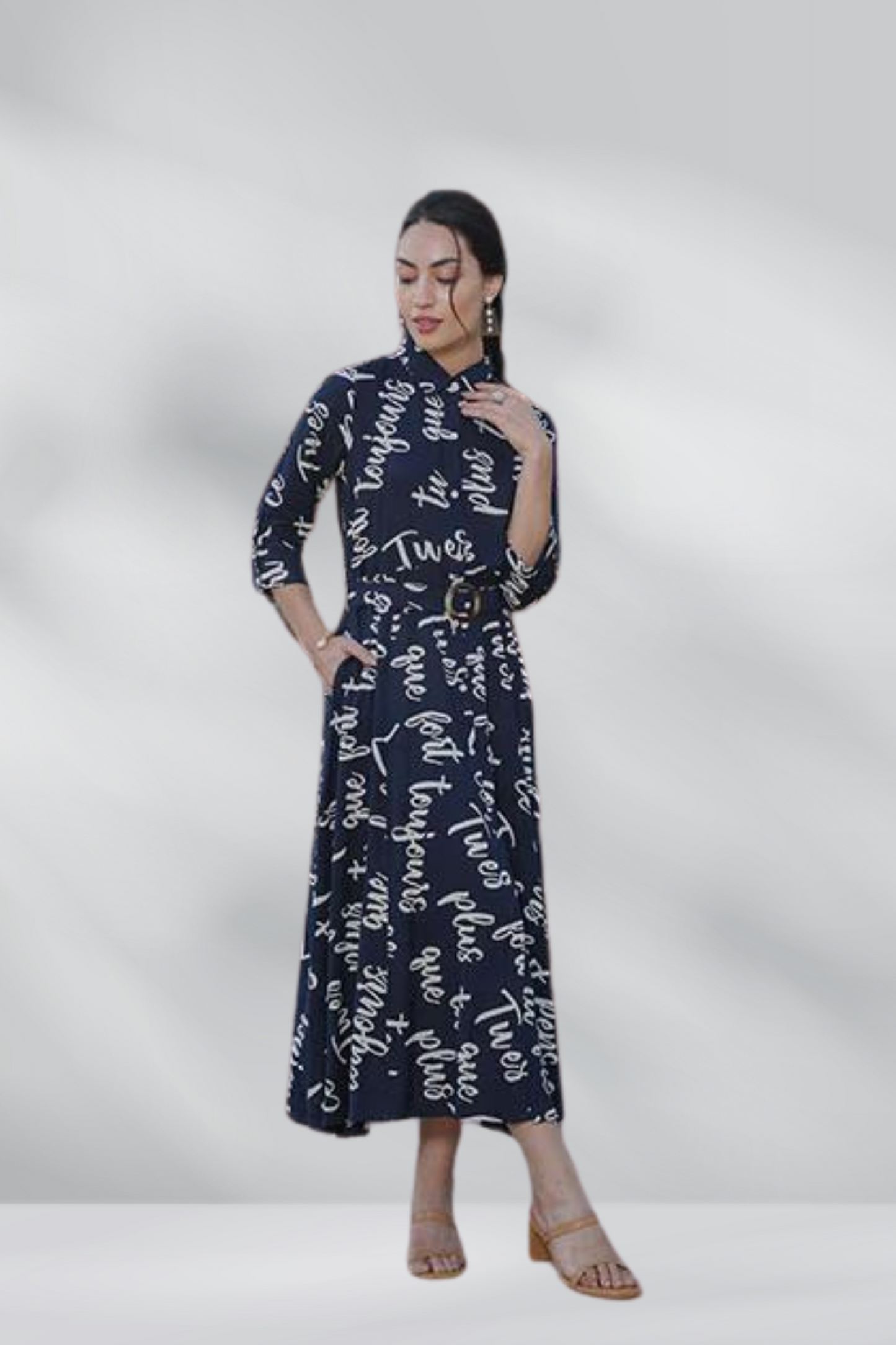 Alphabetical Printed Ankle Length Dress